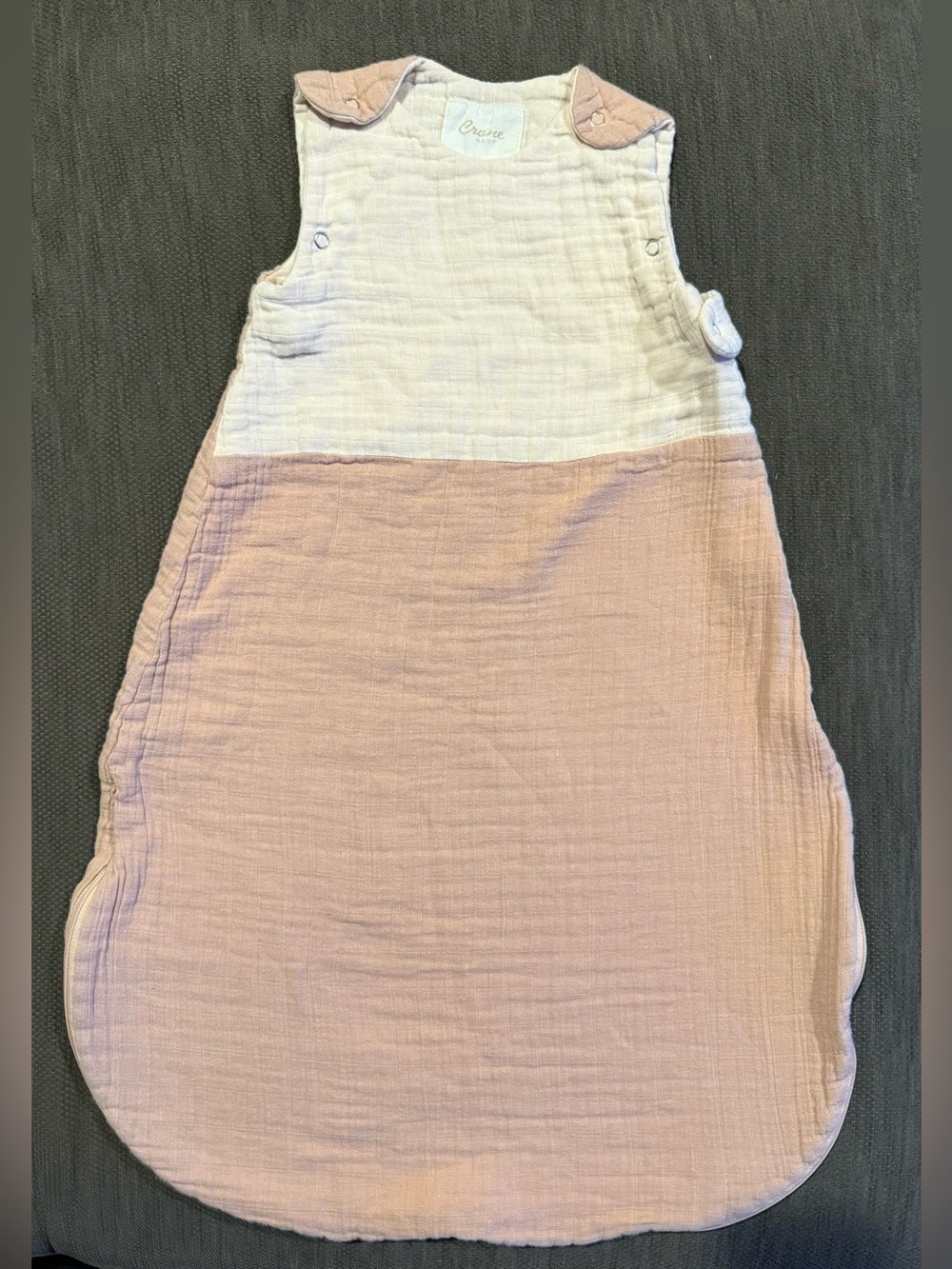 Crane Baby wearable blanket, 100% cotton muslin, two-toned desert rose & copper